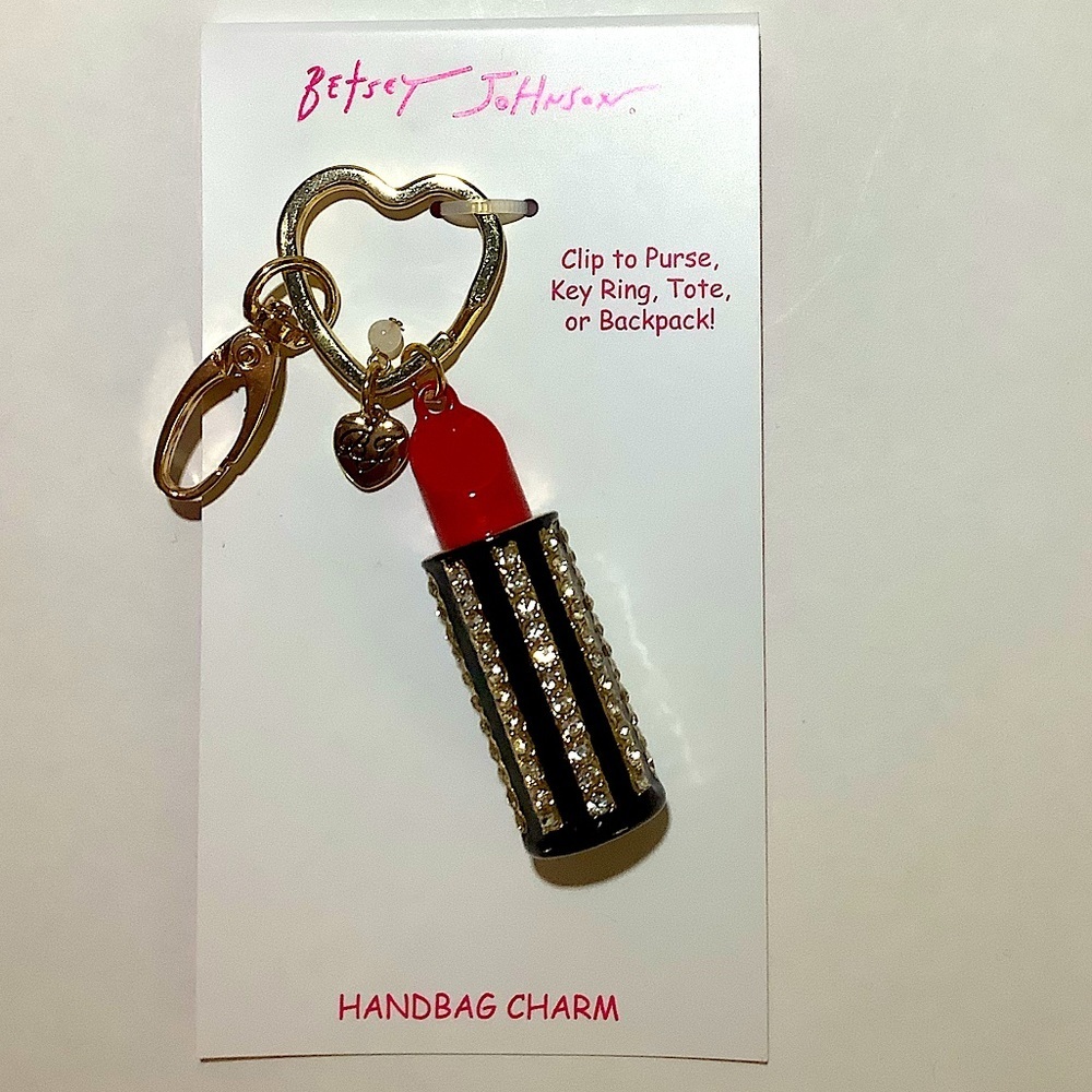 Betsey Johnson Sparkly Lipstick Handbag Charm New